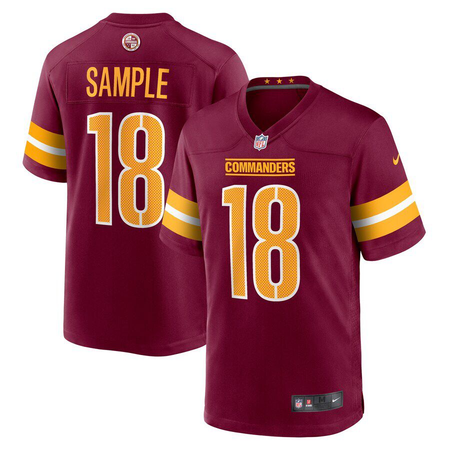 Men Washington Commanders #18 Jalen Sample Nike Burgundy Team Game NFL Jersey->nfl hats->Sports Caps